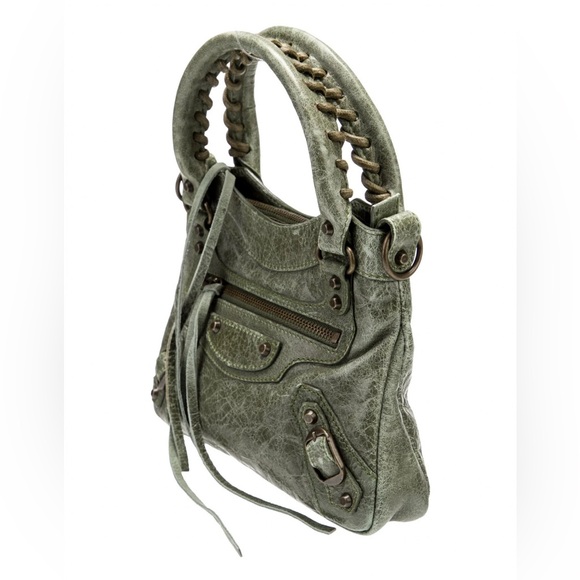 Auth RARE Balenciaga MINI FIRST MOTORCYCLE BAG Vintage  mirror Moto strap Chèvre - Picture 6 of 12